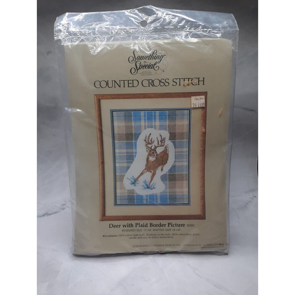 Something Special Counted Cross Stitch Kit Deer With Plaid Border Picture 50182